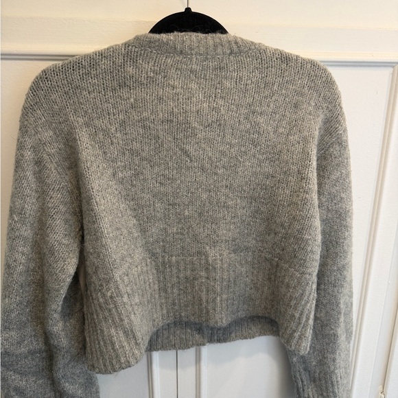 Zara Light Gray Knit Button-Up Women's Cardigan - Picture 2 of 5